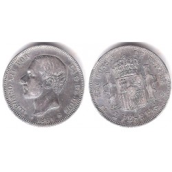 Alfonso XII. 1881*(18-81). 2 Pesetas (MBC/MBC-) (Plata) Ceca de Madrid MS-M