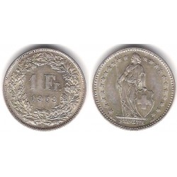 (24) Suiza. 1959(B). 1 Franc (EBC+) (Plata)