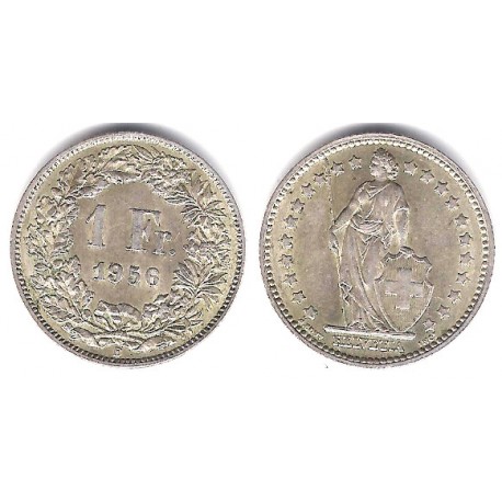 (24) Suiza. 1956(B). 1 Franc (EBC+) (Plata)