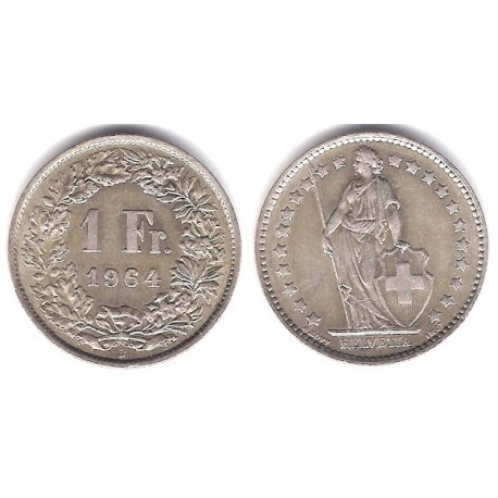 (24) Suiza. 1964(B). 1 Franc (EBC+) (Plata)