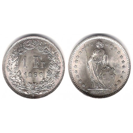 (24) Suiza. 1966(B). 1 Franc (SC) (Plata)