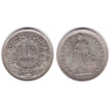 (24) Suiza. 1944(B). 1 Franc (MBC) (Plata)