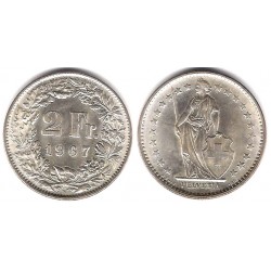 (21) Suiza. 1967(B). 2 Francs (SC)