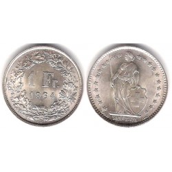 (24) Suiza. 1964(B). 1 Franc (SC) (Plata)