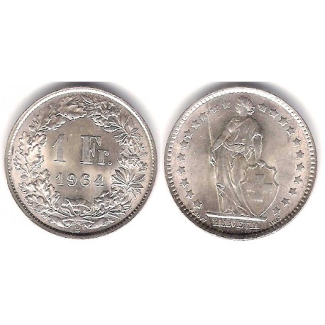 (24) Suiza. 1964(B). 1 Franc (SC) (Plata)