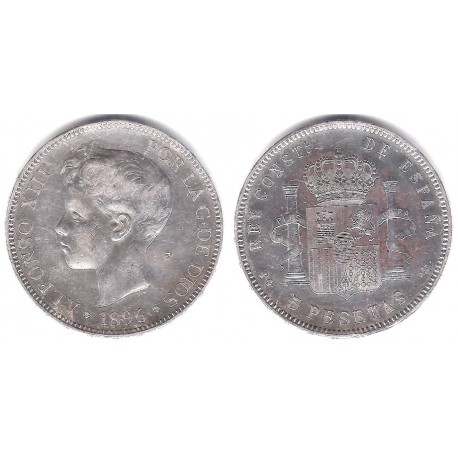 Alfonso XIII. 1896*(18-96). 5 Pesetas (MBC) (Plata) Ceca de Madrid PG-V