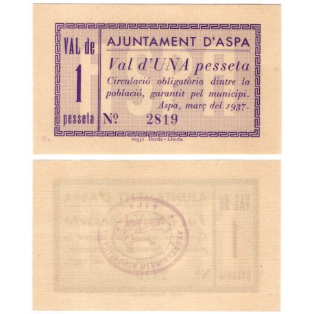 Aspa. 1937. 1 Peseta (SC)