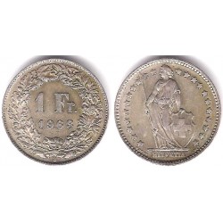 (24) Suiza. 1963(B). 1 Franc (EBC) (Plata)