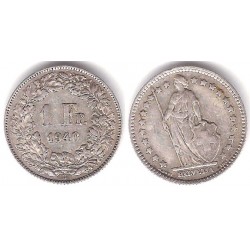 (24) Suiza. 1940(B). 1 Franc (MBC) (Plata)