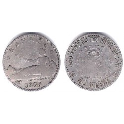 Gobierno Provisional. 1869*(--9). 50 Céntimos (BC) (Plata) Ceca de Madrid SN-M