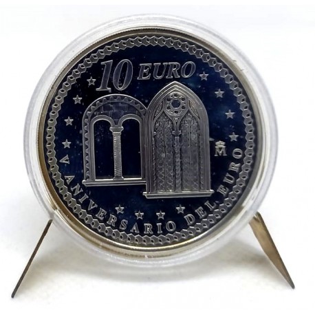 España. 2007. 10 Euro (Proof) (Plata) V Aniversario del Euro. Ventanas