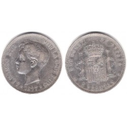 Alfonso XIII. 1897*(18-97). 5 Pesetas (BC+) (Plata) Ceca de Madrid PG-V