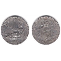 Gobierno Provisional. 1870*(18-74). 2 Pesetas (BC/BC+) (Plata) Ceca de Madrid DE-M