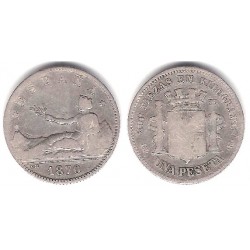 Gobierno Provisional. 1870*(-----). 1 Peseta (RC+/BC-) (Plata) Ceca de Madrid SN-M