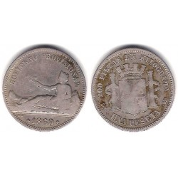 Gobierno Provisional. 1869. 1 Peseta (BC/BC-) (Plata) Ceca de Madrid SN-M