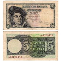 Estado Español. 1948. 5 Pesetas (MBC/MBC-) Serie A