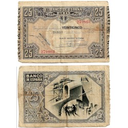 España (II República). 1937. 25 Pesetas (BC) Manchas