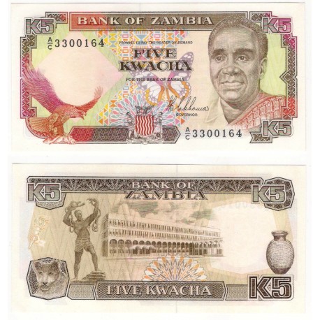 (30) Zambia. 1989. 5 Kwacha (SC)