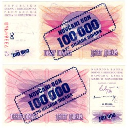 (34b) Bosnia-Hercegovina. 1993. 100000 Dinara (SC)