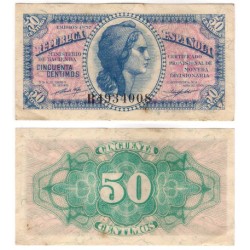 España (II República). 1937. 50 Céntimos (EBC-) Serie B