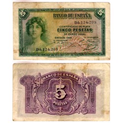 España. 1935. 5 Pesetas (BC) Serie D