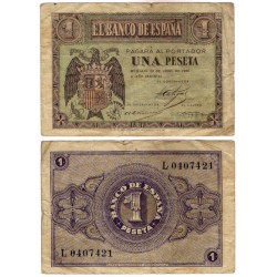 Estado Español. 1938. 1 Peseta (BC+) Serie L