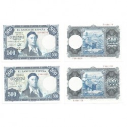 [1954] Billete de 500 Pesetas (x2) (EBC). Serie F. Pareja correlativa.