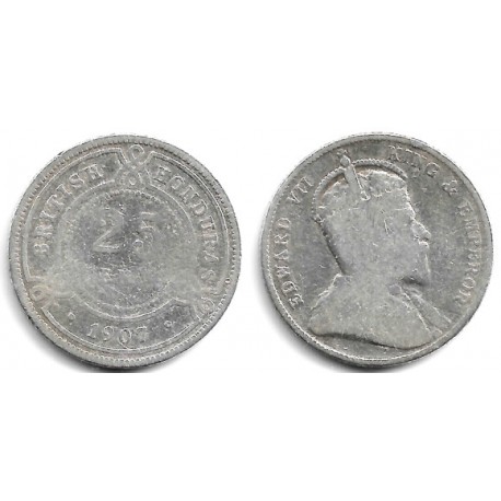 (12) Honduras Británica. 1907. 25 Cents (BC/BC-) (Plata)