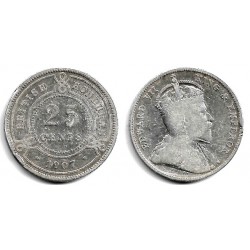 (12) Honduras Británica. 1907. 25 Cents (MBC-) (Plata)