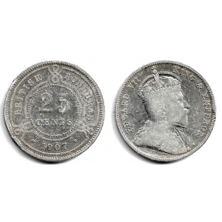 (12) Honduras Británica. 1907. 25 Cents (MBC-) (Plata)