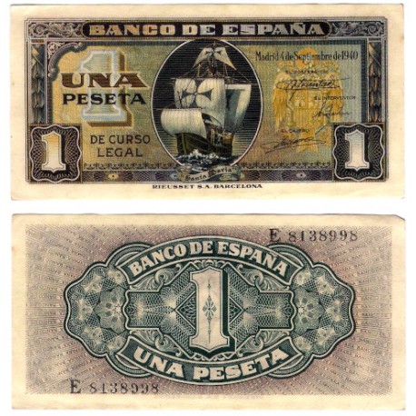 Estado Español. 1940. 1 Peseta (EBC) Serie E