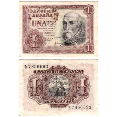 Estado Español. 1953. 1 Peseta (MBC+) Serie N