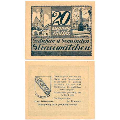 Straßwalchen (Salzburgo). 1920. 20 Heller (SC)