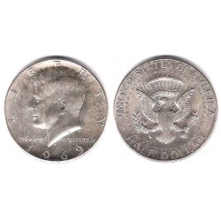 (202a) Estados Unidos de América. 1969(D). Half Dollar (EBC) (Plata)