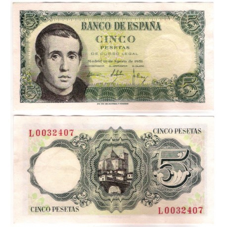 Estado Español. 1951. 5 Pesetas (SC-) Serie L