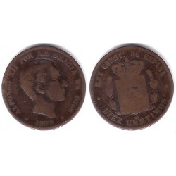 Alfonso XII. 1879. 10 Céntimos (BC/RC) Ceca de Barcelona OM