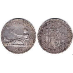 Gobierno Provisional. 1870*(18-70). 5 Pesetas (BC+) (Plata) Ceca de Madrid SN-M