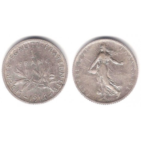 (844.1) Francia. 1914. 1 Franc (MBC+) (Plata)