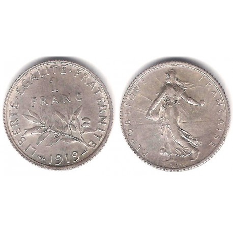 (844.1) Francia. 1919. 1 Franc (MBC+) (Plata)