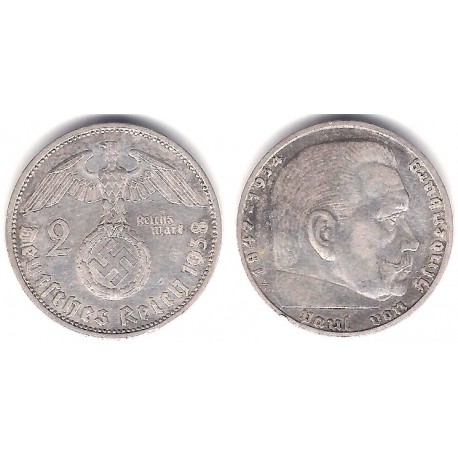 (93) Alemania (III Reich). 1938(A). 2 Mark (MBC+) (Plata)