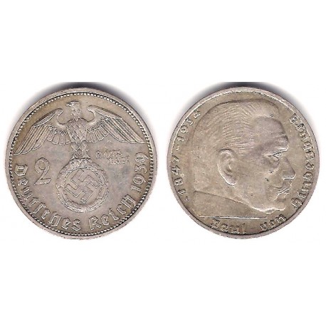 (93) Alemania (III Reich). 1939(A). 2 Mark (MBC) (Plata)