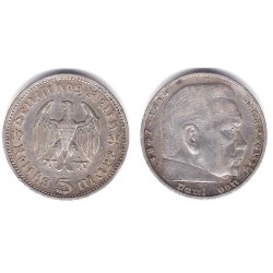 (86) Alemania (III Reich). 1935(F). 5 Mark (MBC+) (Plata)