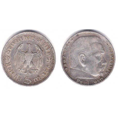 (86) Alemania (III Reich). 1935(F). 5 Mark (MBC+) (Plata)