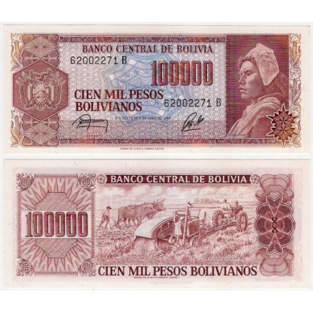 (171) Bolivia. 1984. 100000 Pesos Bolivianos (SC)