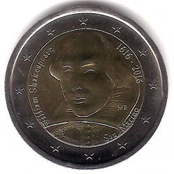 San Marino. 2016. 2 Euro (SC) William Shakespeare. SIN BLISTER