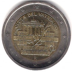 Ciudad del Vaticano. 2014. 2 Euro (SC) Muro de Berlín. SIN BLISTER