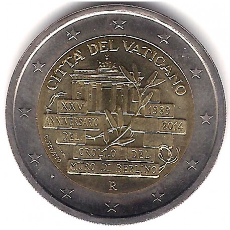 Ciudad del Vaticano. 2014. 2 Euro (SC) Muro de Berlín. SIN BLISTER