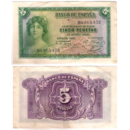 España. 1935. 5 Pesetas (MBC) Serie B