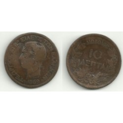 (43) Grecia. 1869BB. 10 Lepta (RC)