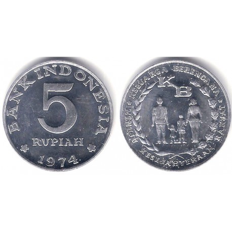 (37) Indonesia. 1974. 5 Rupiah (SC)